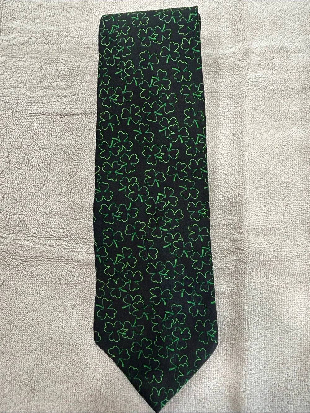 Hallmark Celebration Black with Shamrock St. Patrick's Day Silk Tie NWT